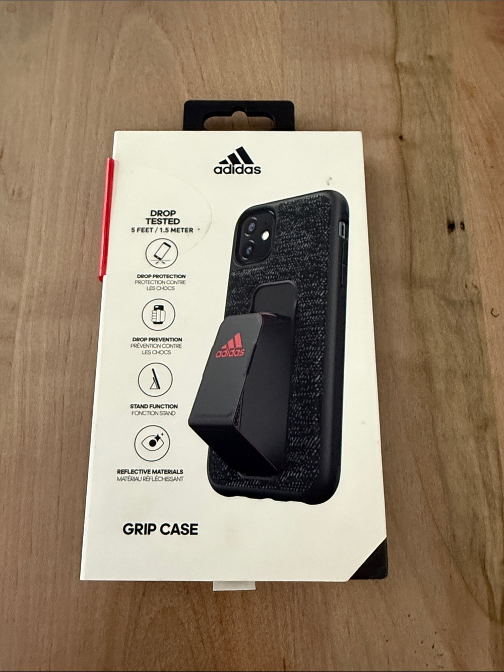 adidas Black Grip Case with Red Logo and Kickstand